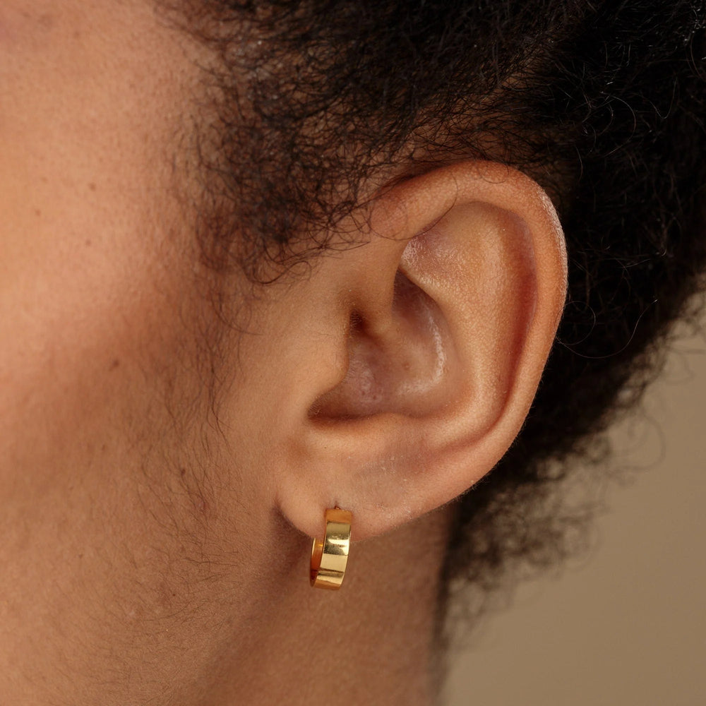 Gold Plated Wide Huggie Hoop Earrings SEGWH