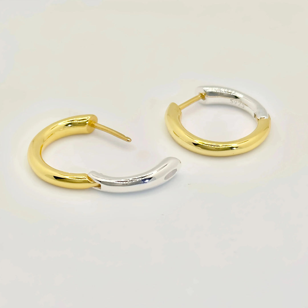 Mixed Metal Click Small Hoop Earrings