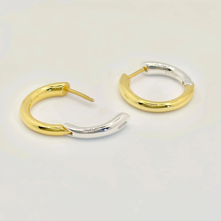 Mixed Metal Click Small Hoop Earrings