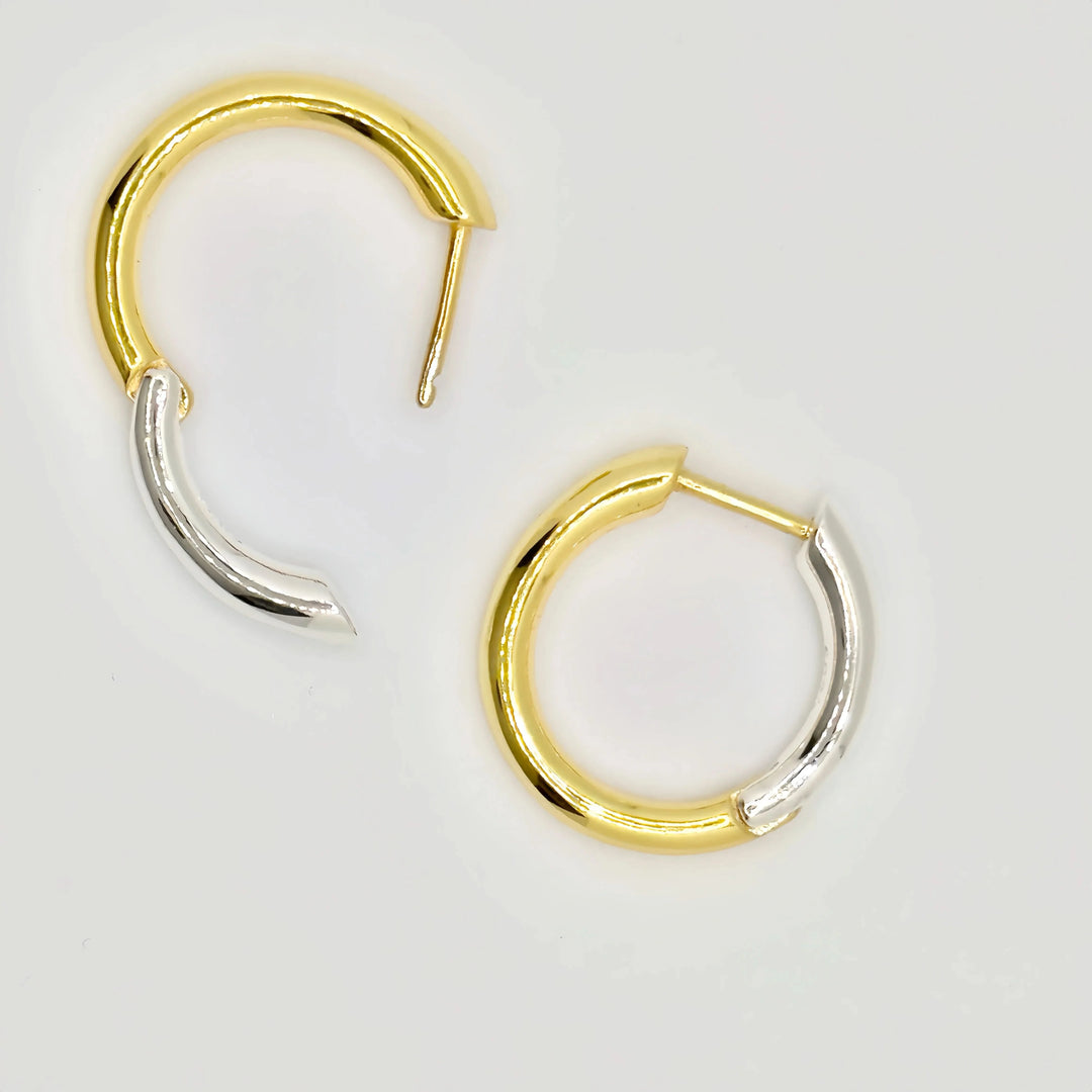Mixed Metal Click Small Hoop Earrings