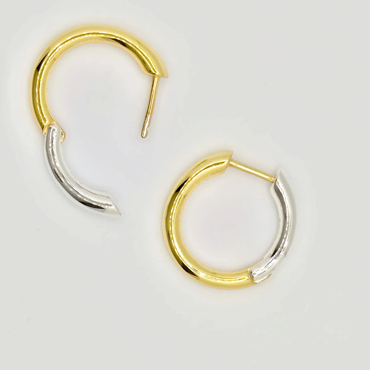 Mixed Metal Click Small Hoop Earrings
