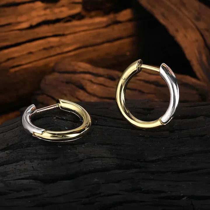 Mixed Metal Click Small Hoop Earrings