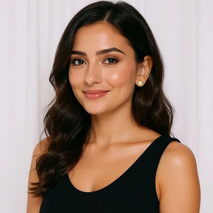 Golden Wheat Pearl Stud Earrings