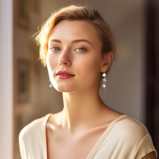 Gold Vermeil Flower Dangle Pearl Chain Earrings