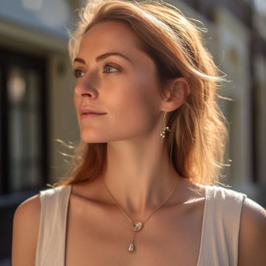 Gold Vermeil Leaves Pearls Drop Earrings