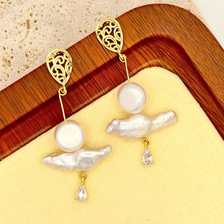 Gold Vermeil Baroque Pearl Drop Earrings
