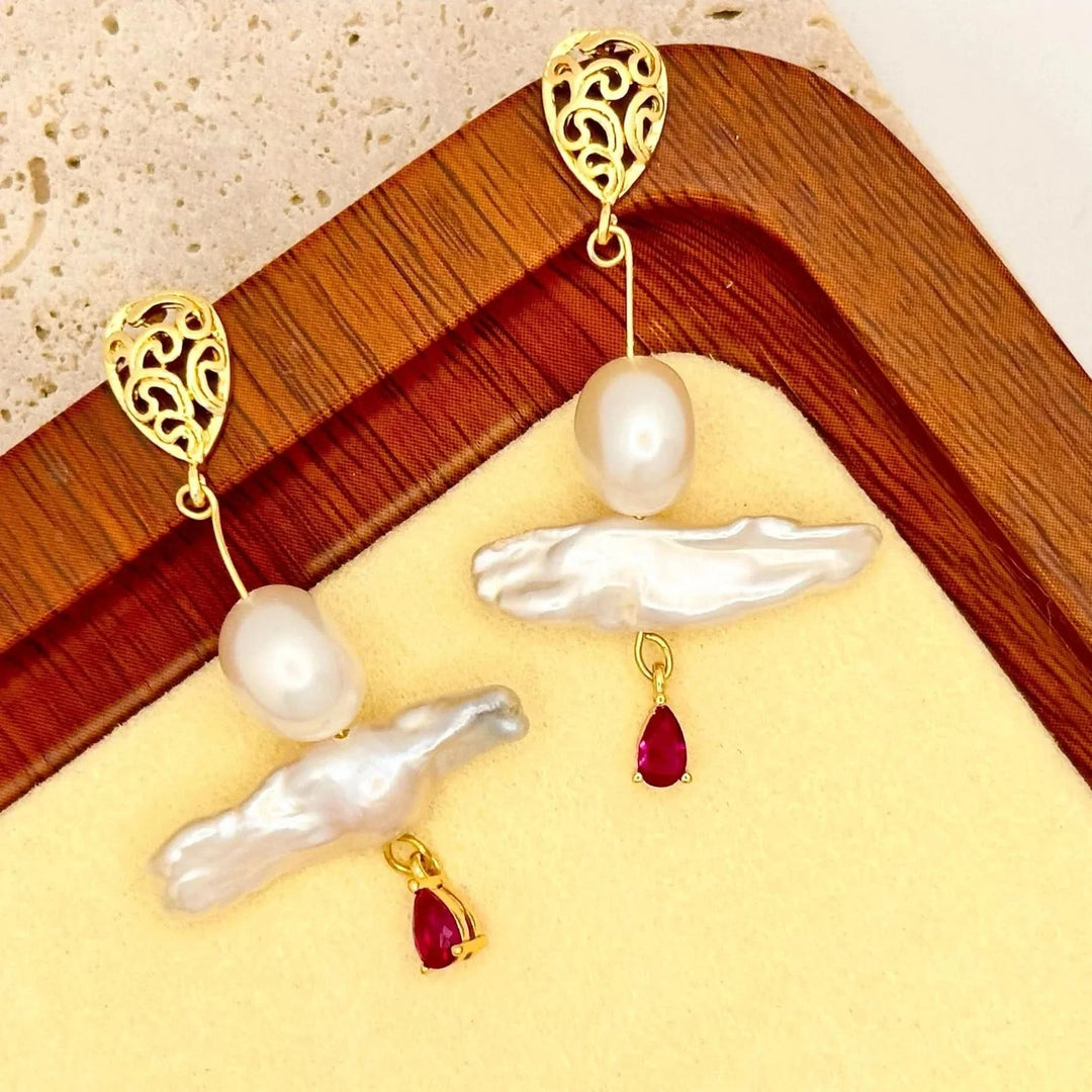 Gold Vermeil Baroque Pearl Drop Earrings
