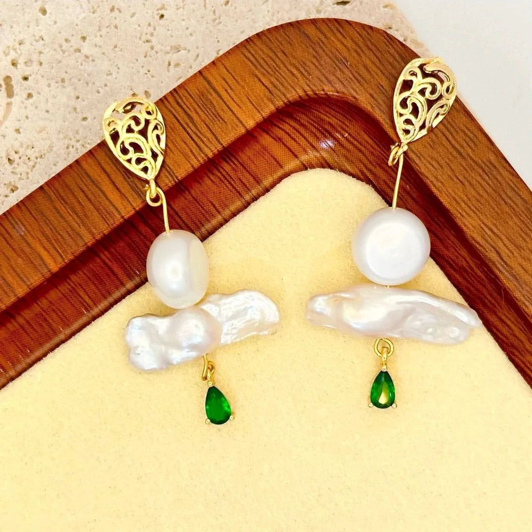 Gold Vermeil Baroque Pearl Drop Earrings