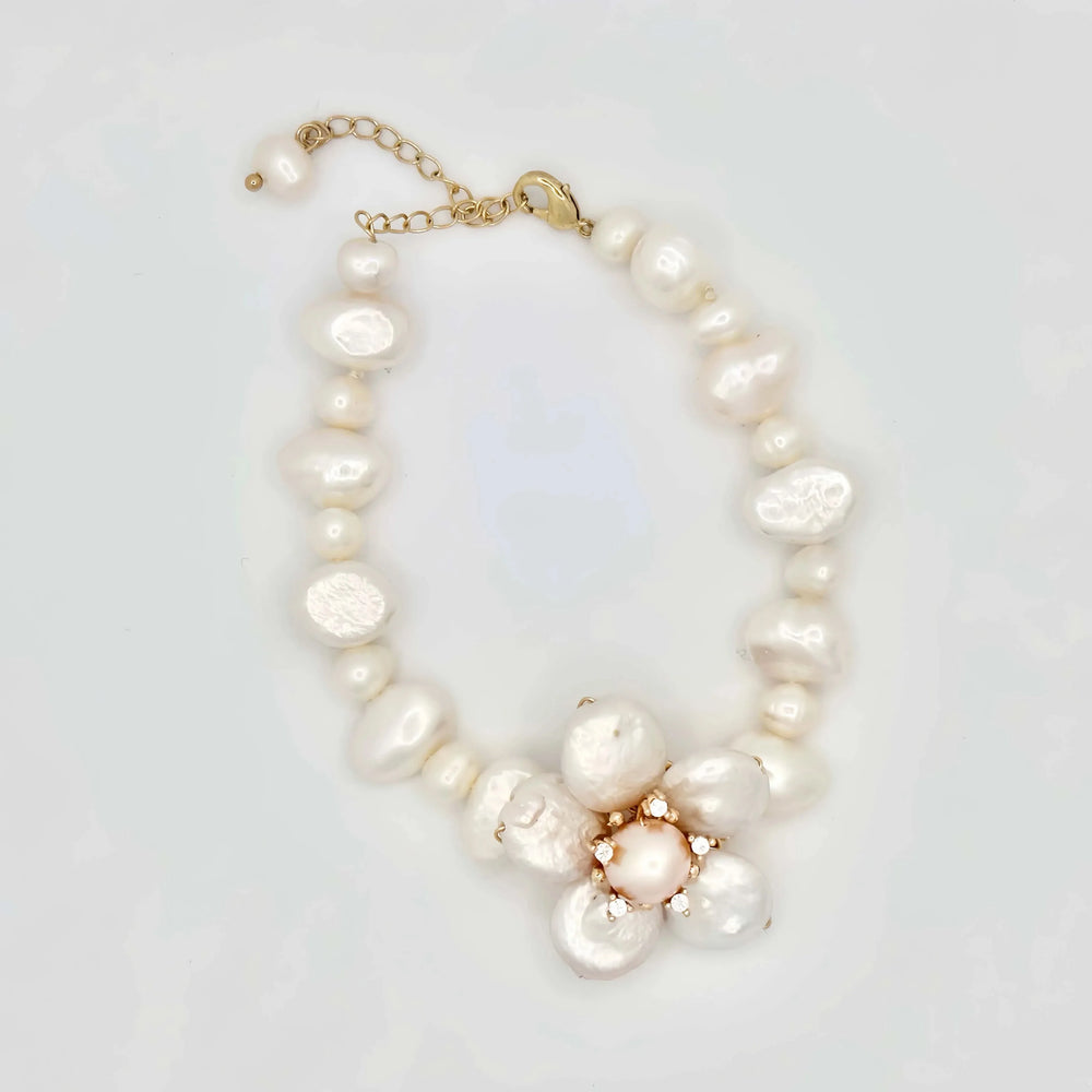 Beaded Baroque Pearl Flowers Jewelry Set