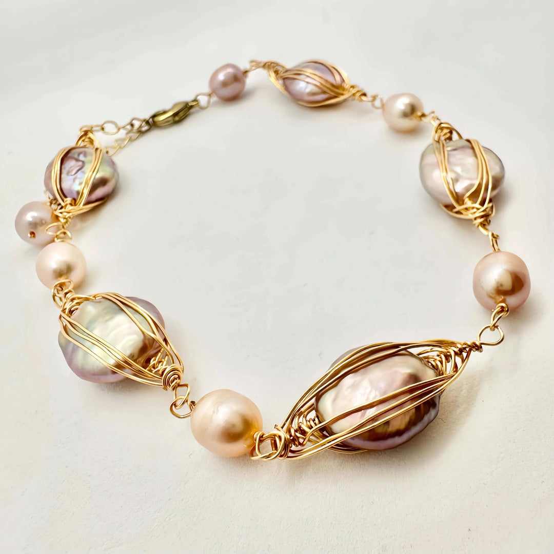 Graduated Pink Baroque Pearl Bracelet