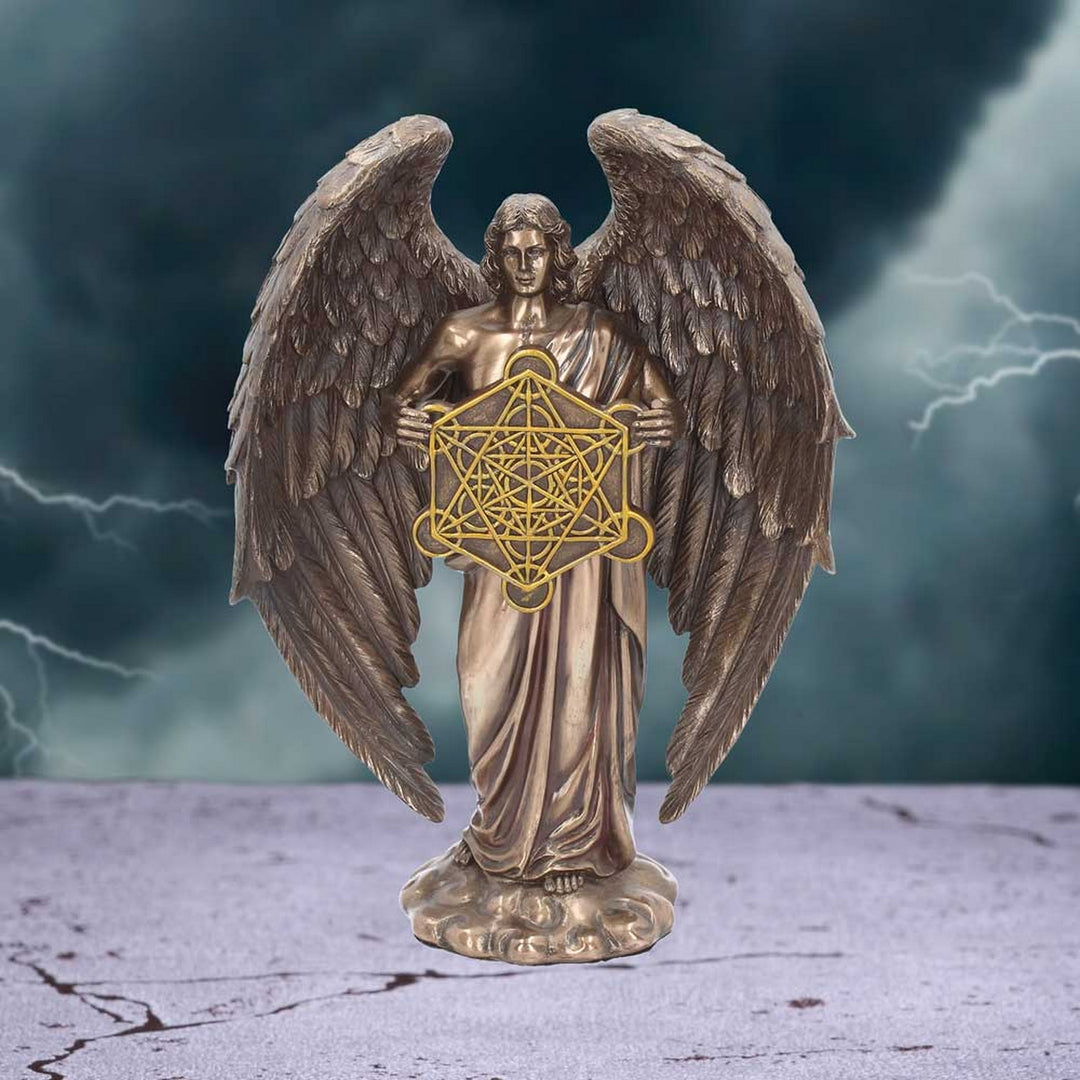 Bronzed Flower Of Life Metatron Archangel Figure  26cm H0433B4
