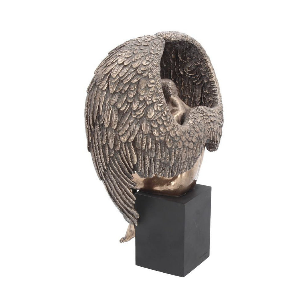 Bronzed Religious Contemplative Angel's Reflection Figurine26cm H1177D5