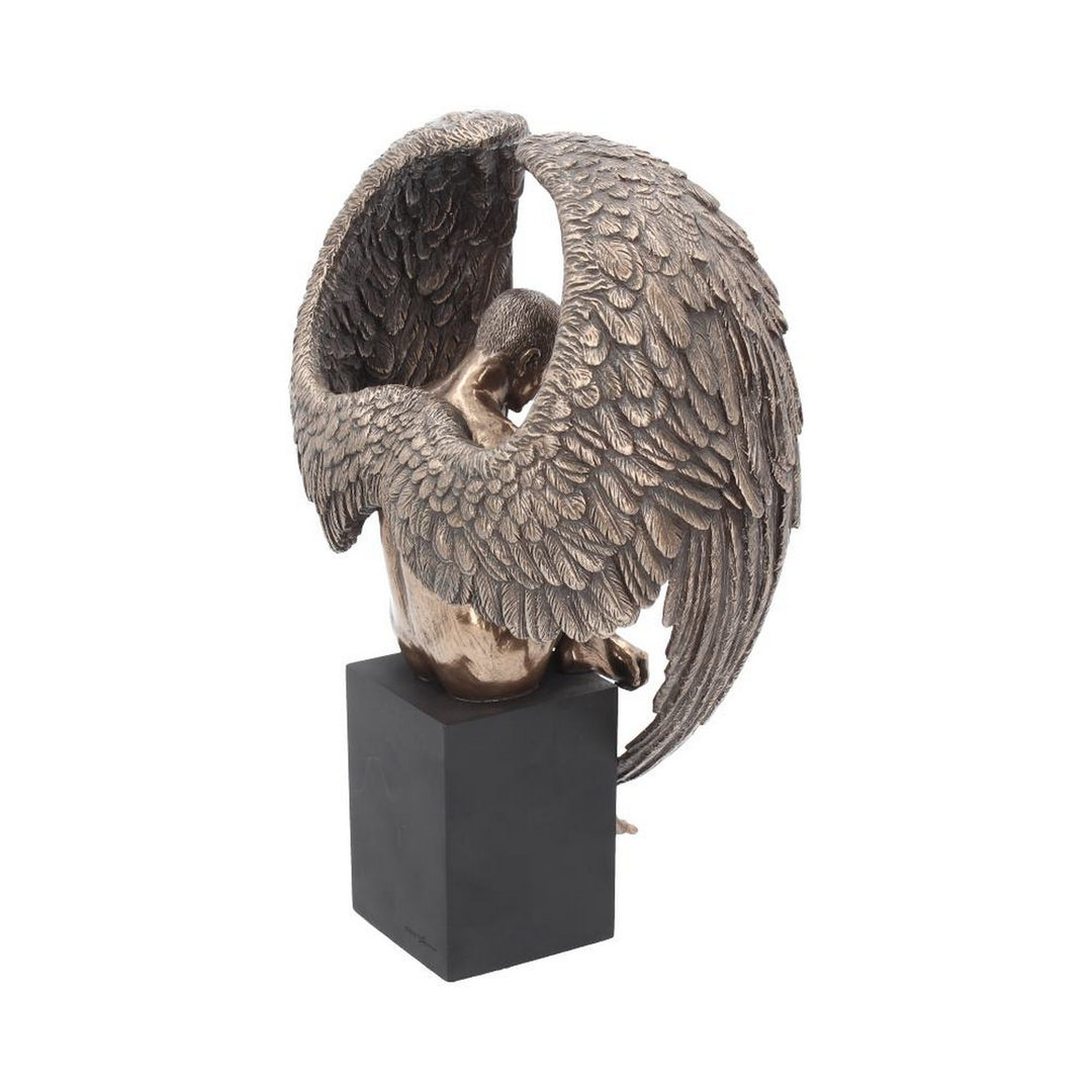 Bronzed Religious Contemplative Angel's Reflection Figurine26cm H1177D5