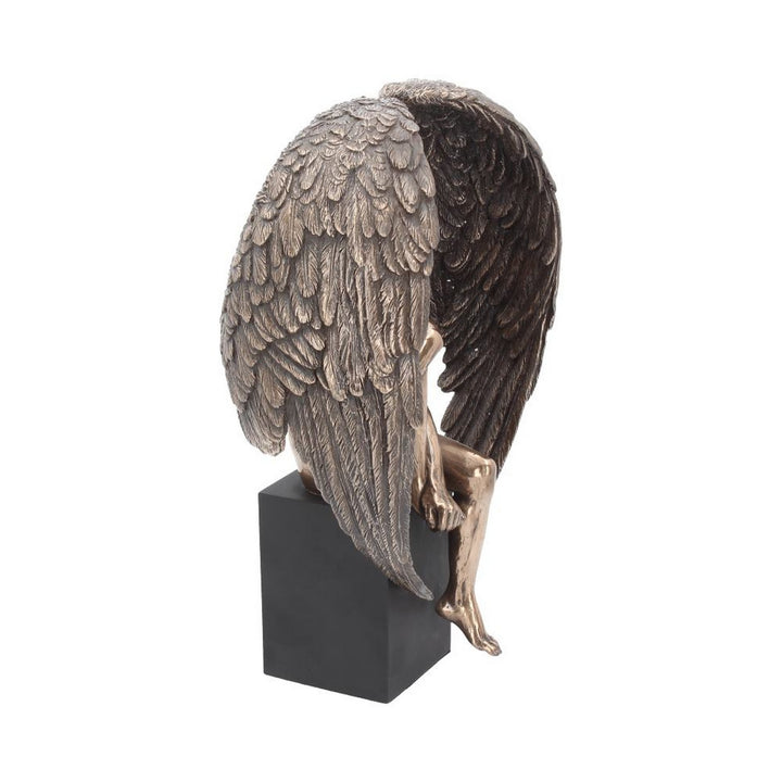 Bronzed Religious Contemplative Angel's Reflection Figurine26cm H1177D5