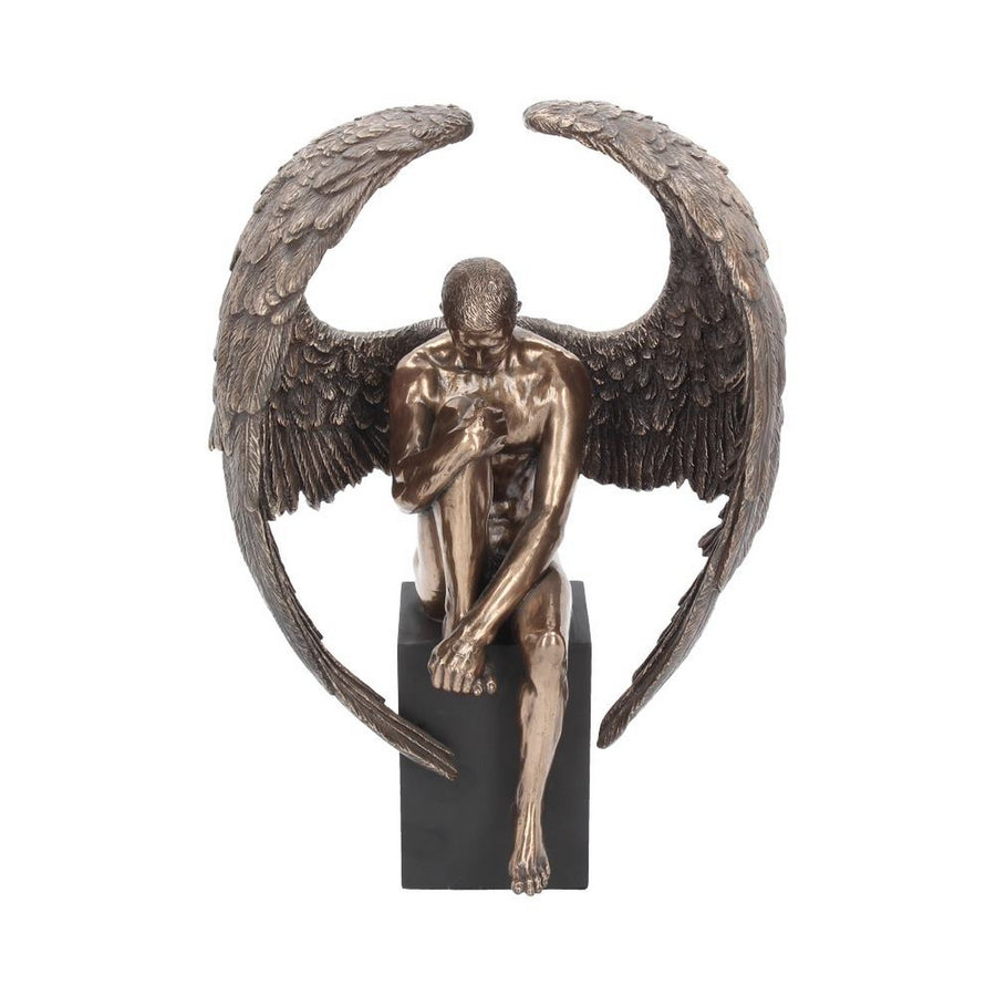 Bronzed Religious Contemplative Angel's Reflection Figurine26cm H1177D5