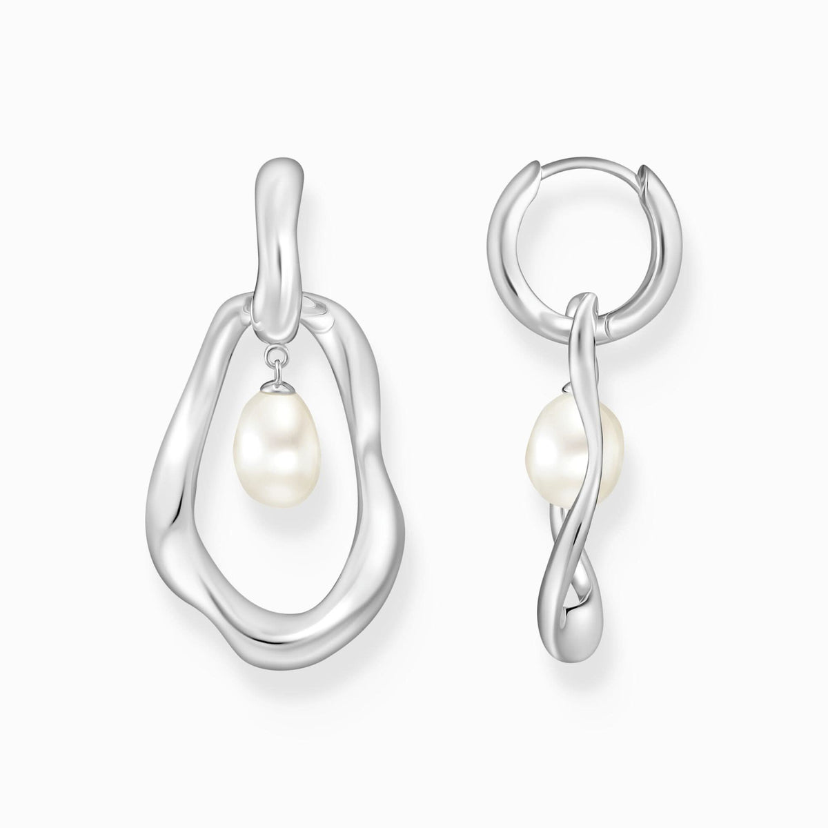 Natural Beauty Sterling Silver Freshwater Pearl Hoop Earrings H2321-082-14