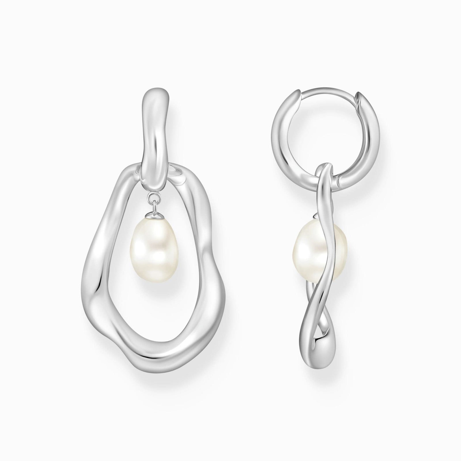 Natural Beauty Sterling Silver Freshwater Pearl Hoop Earrings H2321-082-14