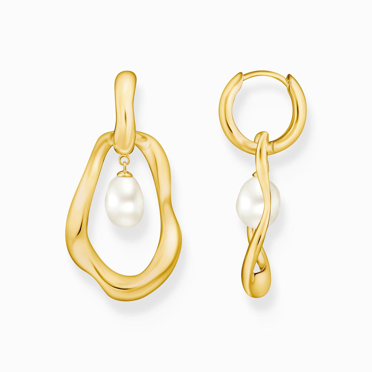 Natural Beauty Gold Plated Freshwater Pearl Hoop Earrings H2321-430-14