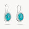 Turquoise earrings with silver hooks on a white background