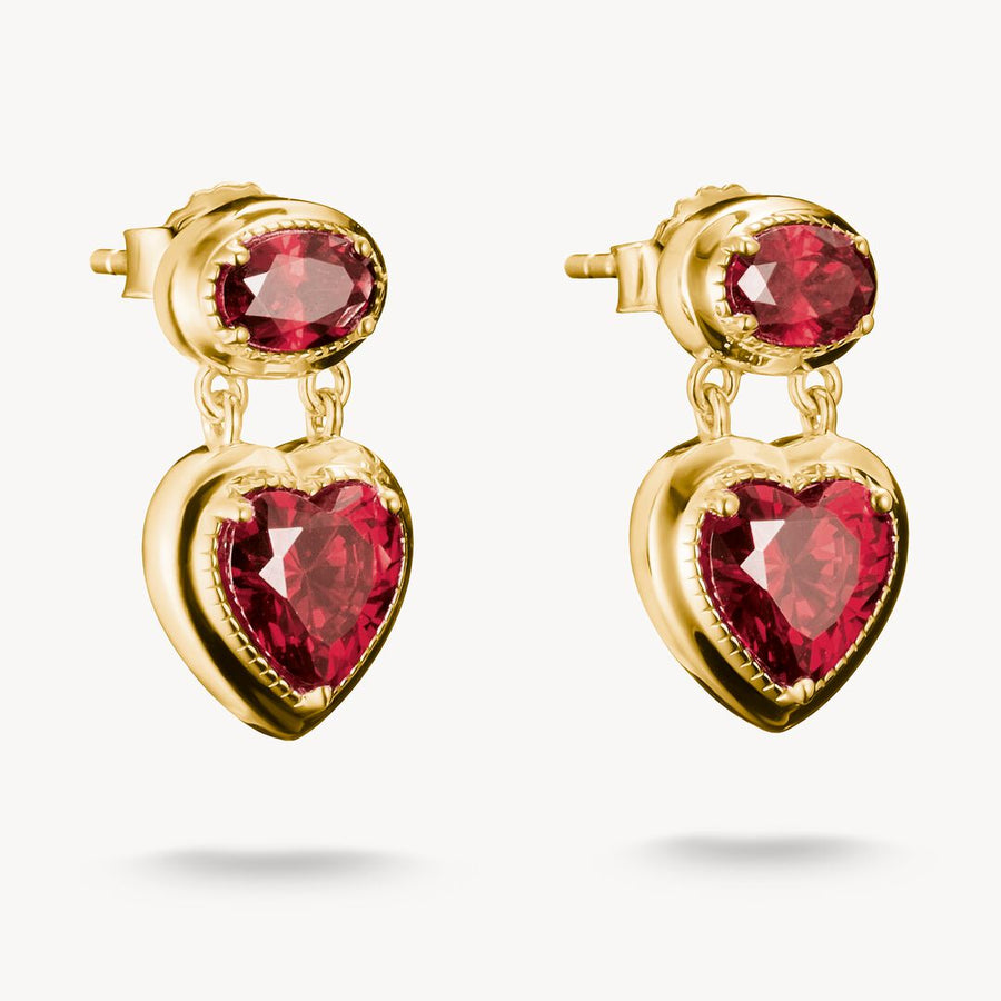 Thomas Sabo Elyndra Silver 18 Carat Gold Plated Garnet Cubic Zirconia yellow gold Earring H2340-414-10