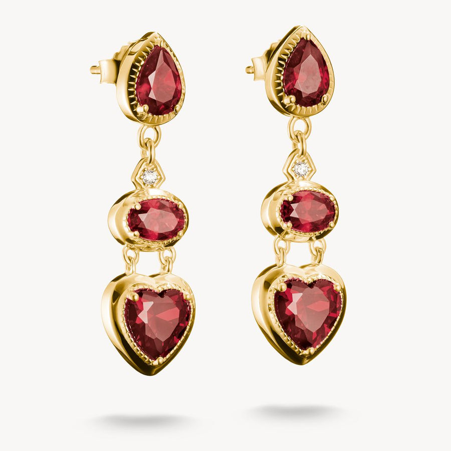 Thomas Sabo Elyndra Silver 18 Carat Gold Plated Garnet Cubic Zirconia yellow gold Earring H2341-414-10