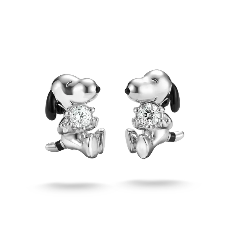 Thomas Sabo Charm Club Sterling Silver Peanuts Snoopy White Stone Ear Studs H2348-691-14