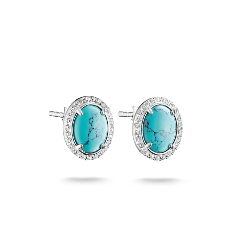 Thomas Sabo Elyndra Sterling Silver Simulated Turquoise Ear Studs H2354-405-17