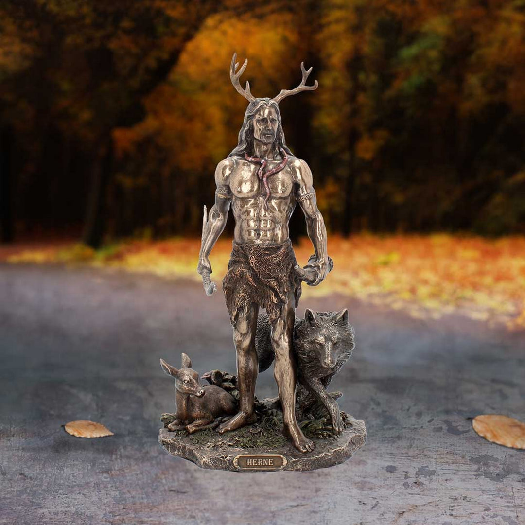 Herne and Animals Folklore Bronzed Figurine H3143H7