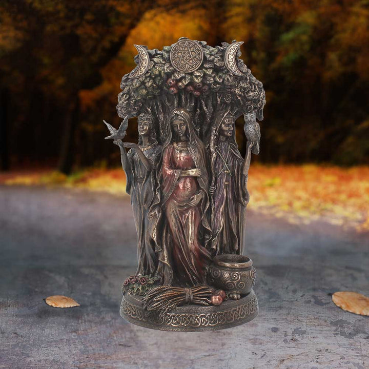 Bronzed Maiden, Mother, Crone Triple Moon Figurine H3151H7