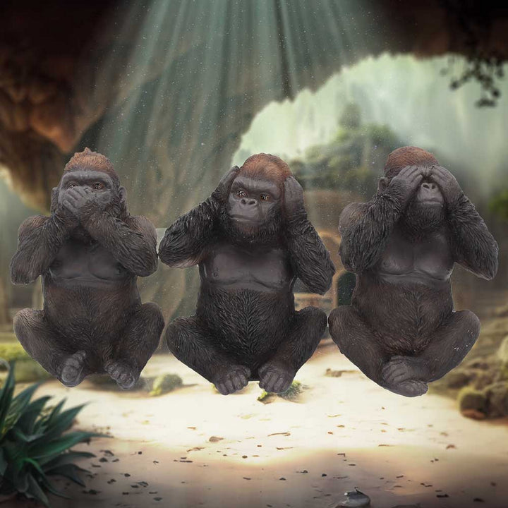 Three Wise Gorillas Figurine Gorilla Ornaments H3523J7