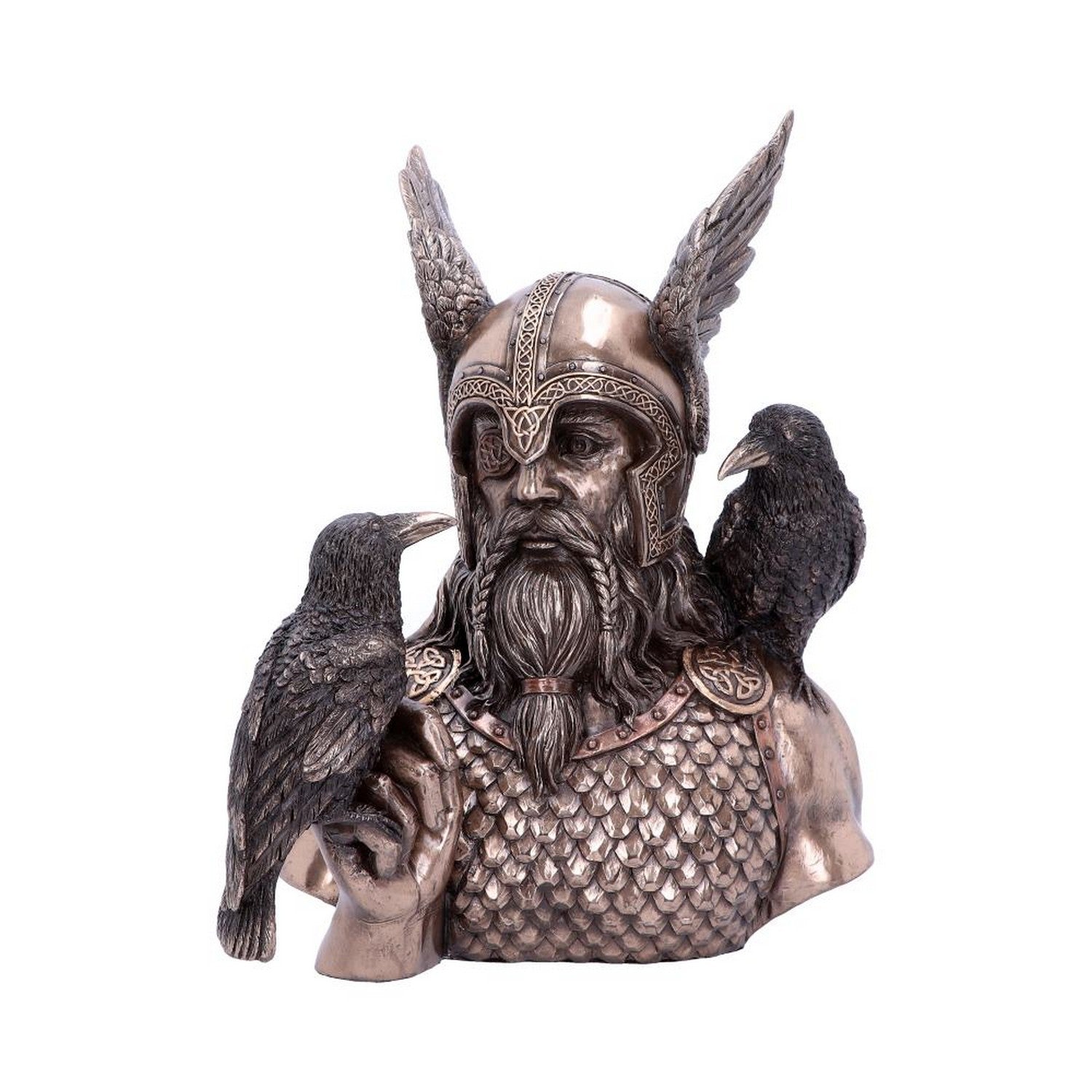 Bronze Odins Messengers Norse God Bust H4740P9