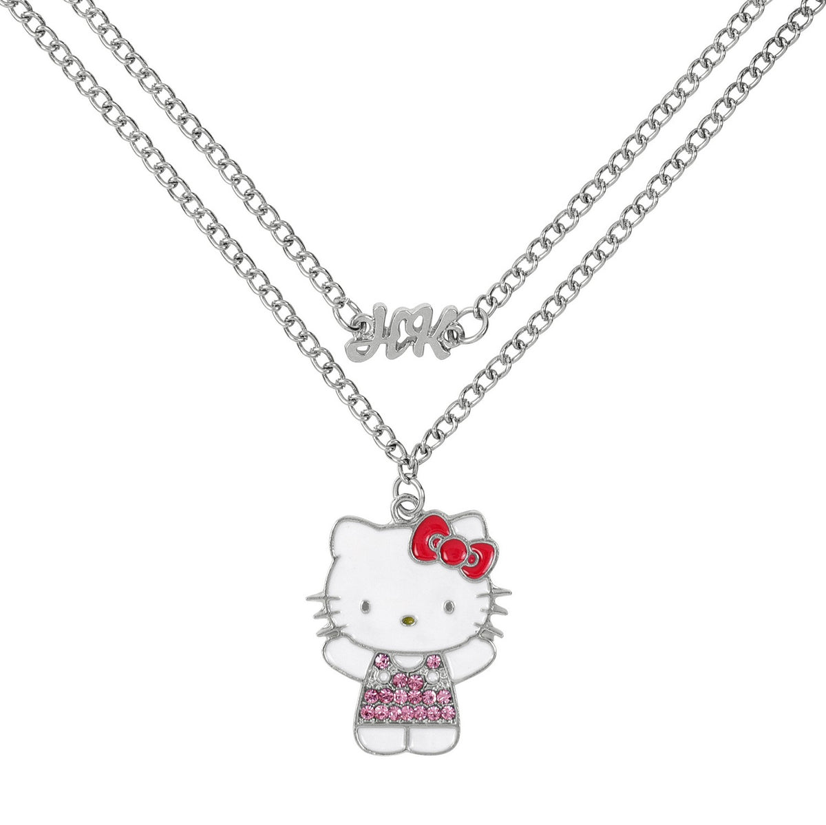 Necklace with Hello Kitty pendant and 'Hope' charm on a white background