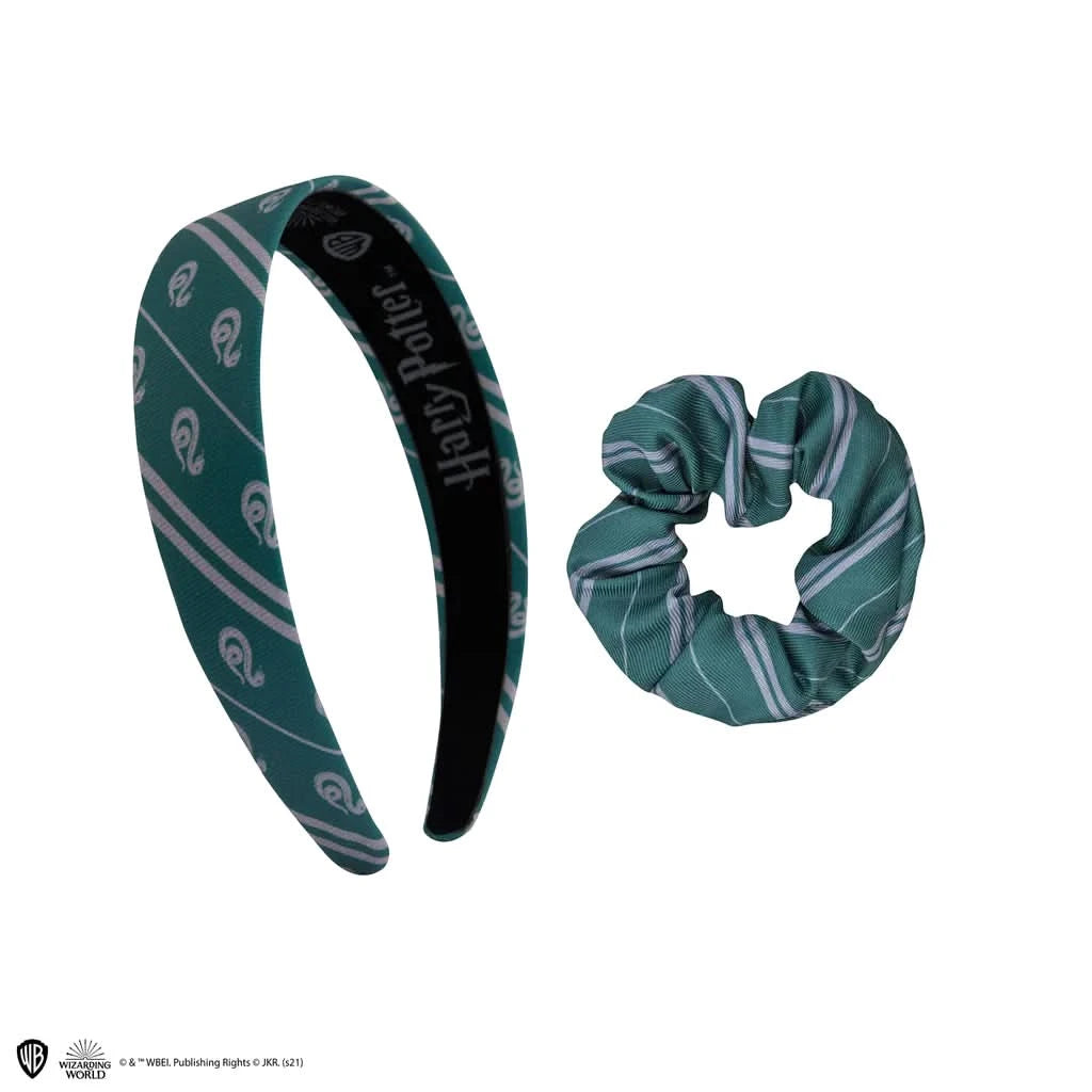 Harry Potter Hair Accessories Headband Scrunchy Bow Set Of 2 - Classic - Slytherin CR2622