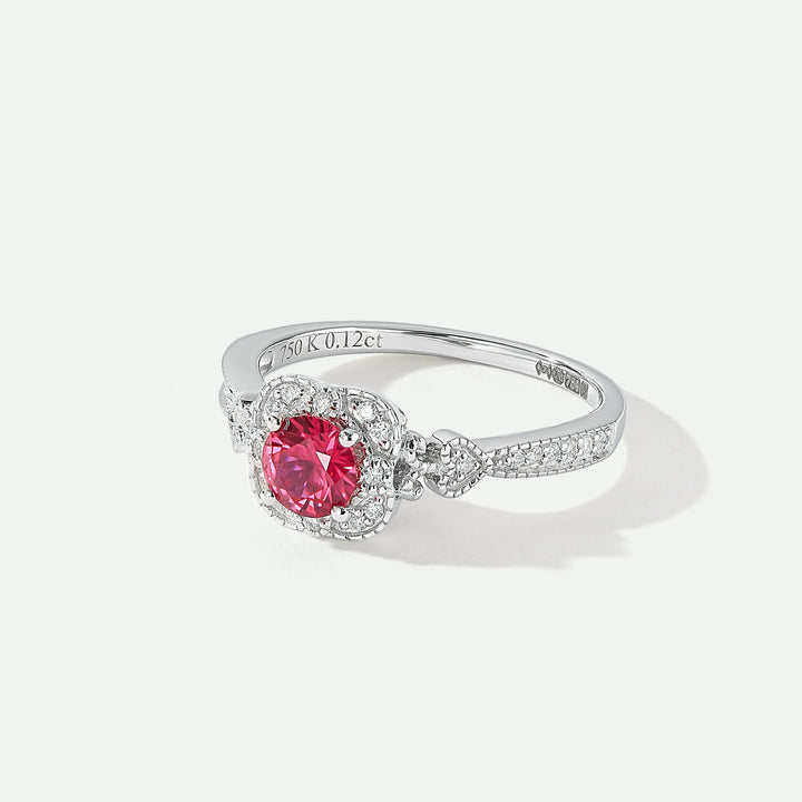 Harper | 18ct White Gold 0.12ct tw Lab Grown Diamond and Created Ruby Vintage Ring