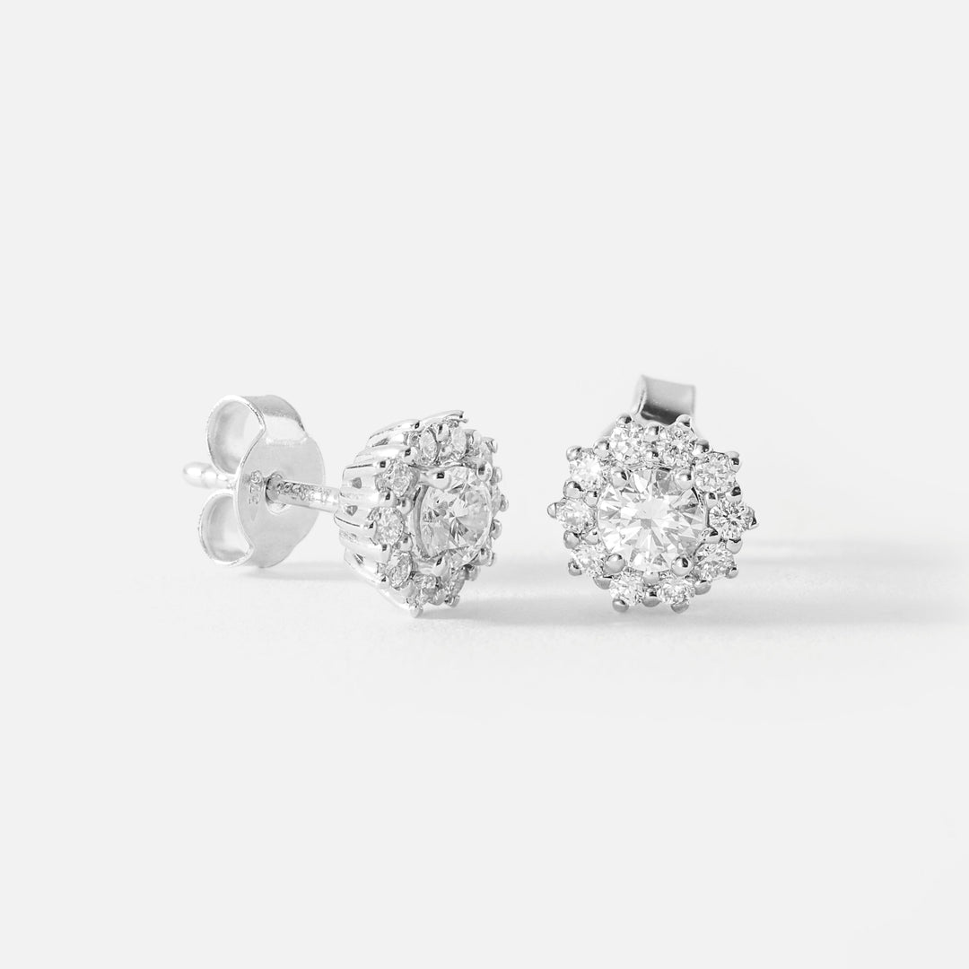 Hazel | 9ct White Gold 0.57ct tw Lab Grown Diamond Cluster Stud Earrings