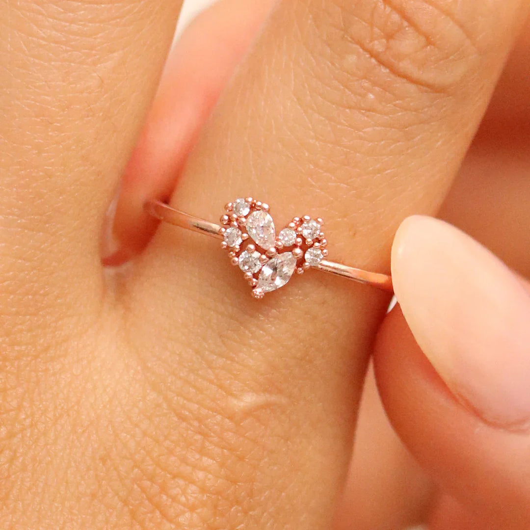 Heart Ring Set In Rose Gold-2