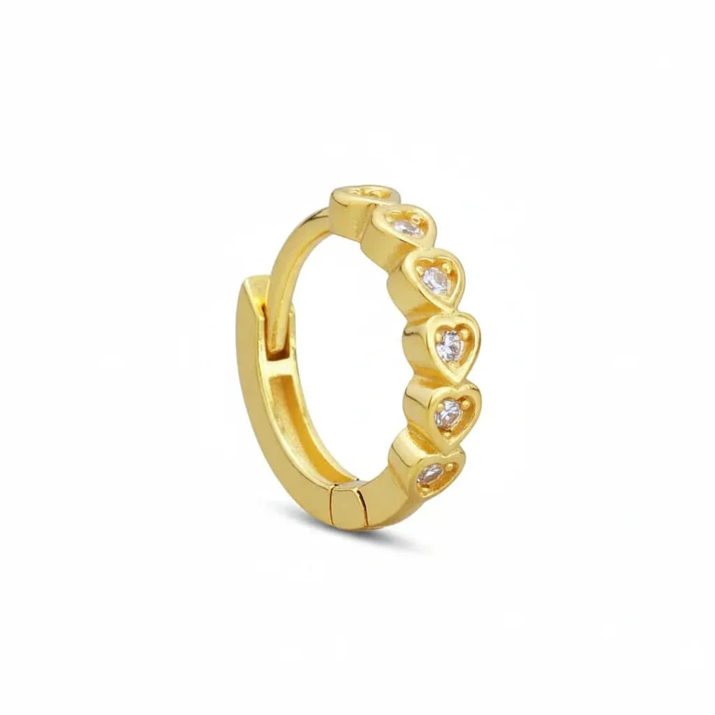 Heart Diamond Huggie Hoop Earrings