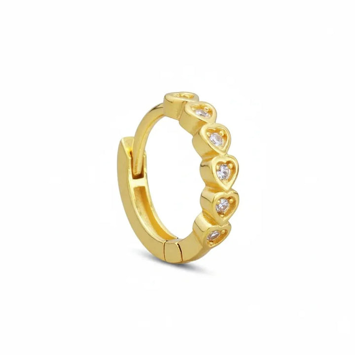 Heart Diamond Huggie Hoop Earrings
