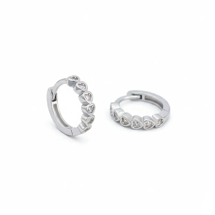 Heart Diamond Huggie Hoop Earrings