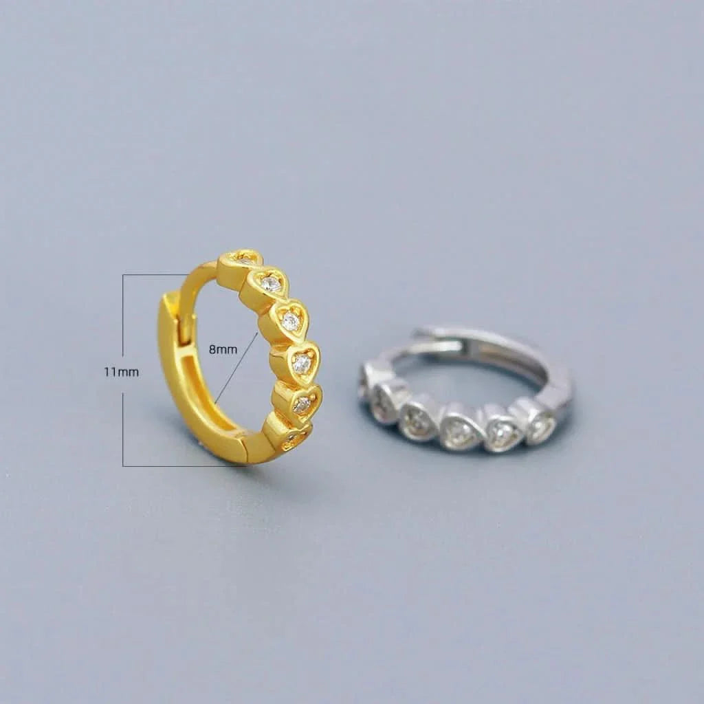 Heart Diamond Huggie Hoop Earrings