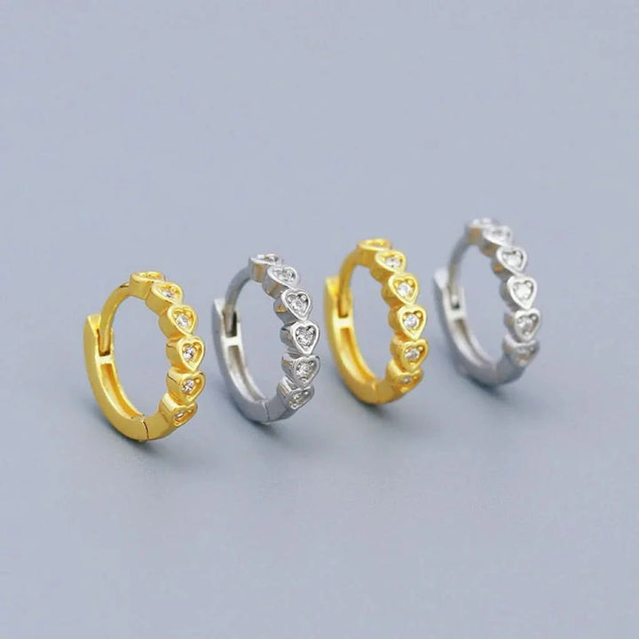 Heart Diamond Huggie Hoop Earrings