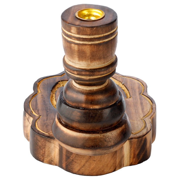 Carved Om Mango Wood Backflow Incense Burner IF256