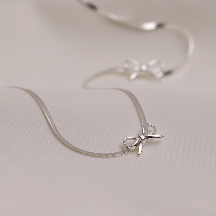 Bow snake chain necklace-1