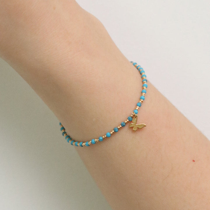Gemstone butterfly charm bracelet-2
