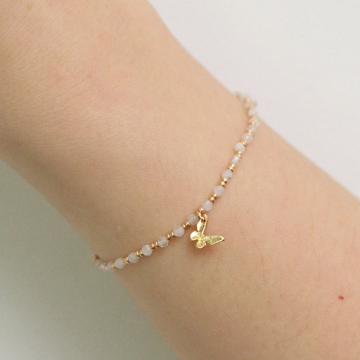 Gemstone butterfly charm bracelet-3