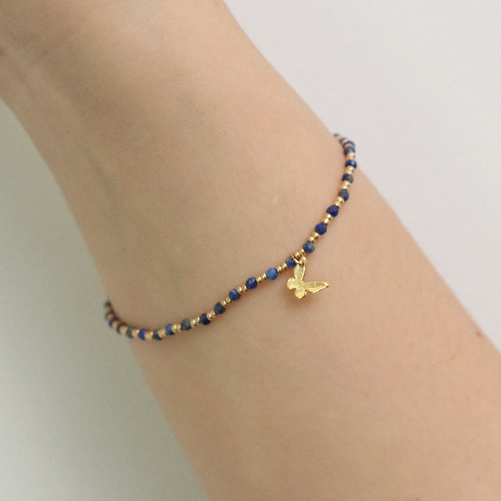 Gemstone butterfly charm bracelet-4