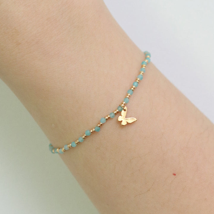 Gemstone butterfly charm bracelet-5