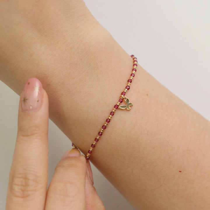 Gemstone butterfly charm bracelet-7
