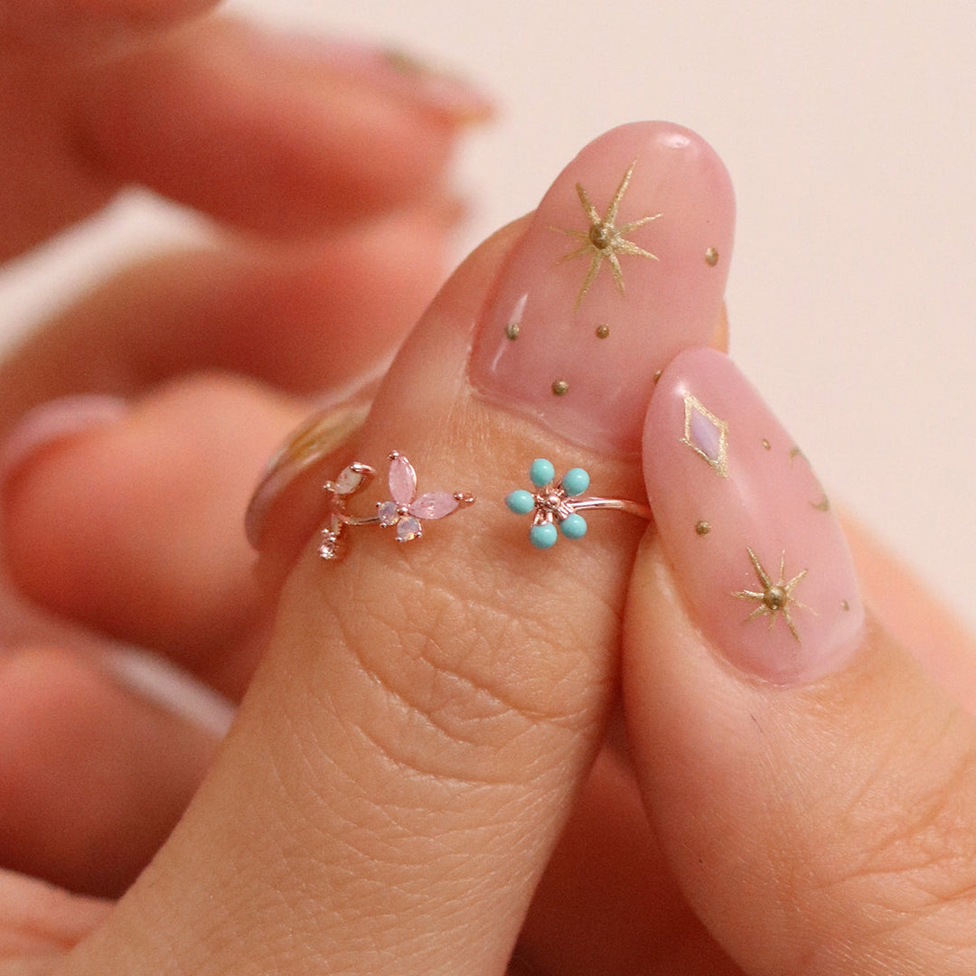 Turquoise Blossom Butterfly Ring-3