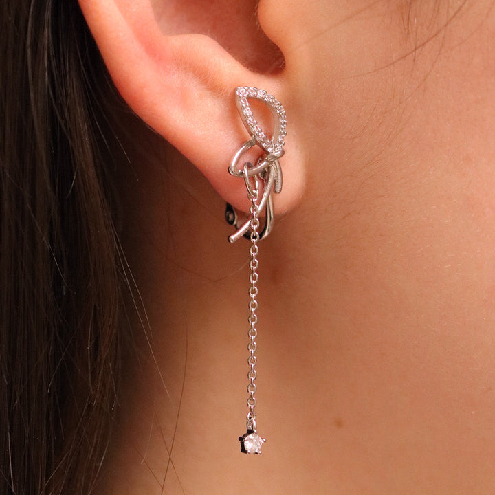 Angled knot drop clip on earrings-3